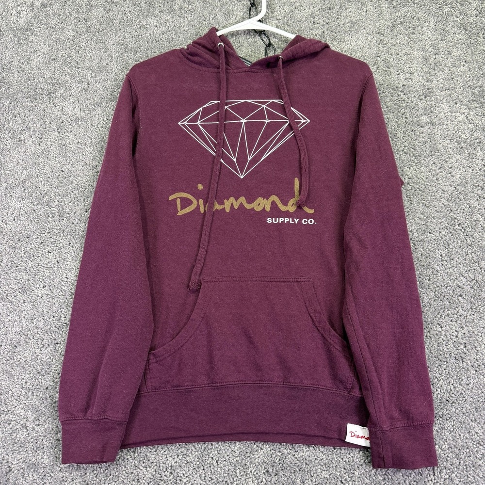 Diamond Supply Co. Hoodie Womens Medium Purple Fleece Pullover Graphic Logo